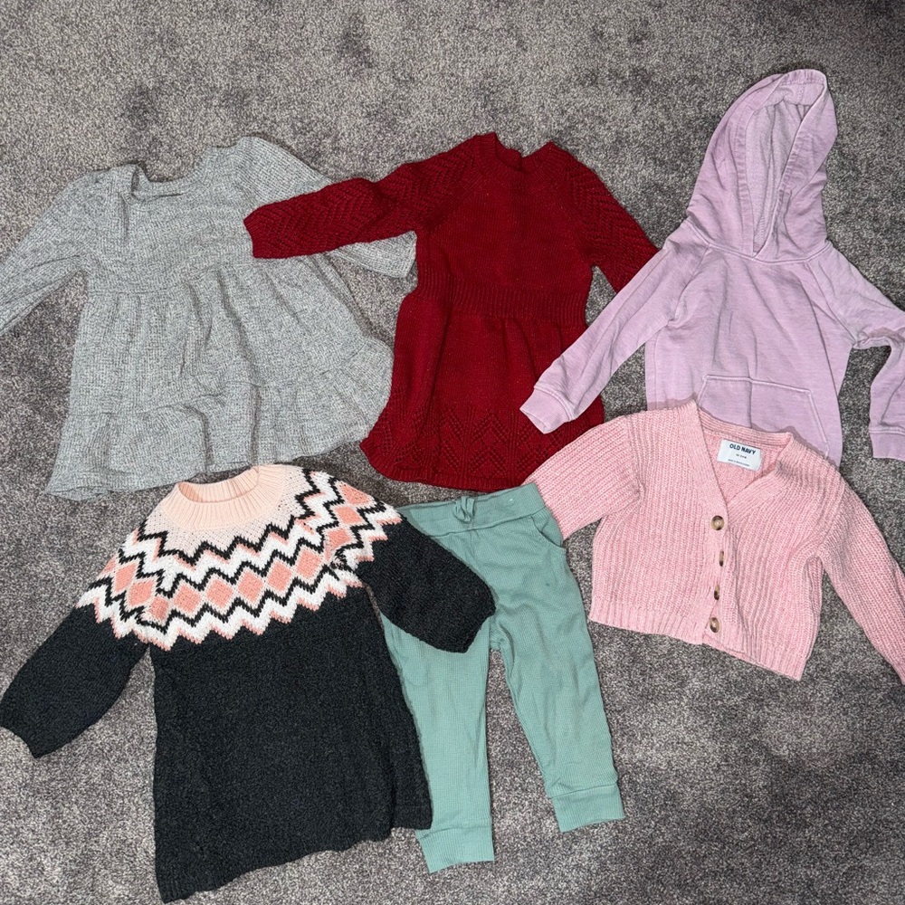 Cozy Kids Sweater Set - Pink, Red, Gray